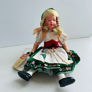 Vintage Schmider Original Germany Ethnic Costume Doll Erica 8” NWT Collectors